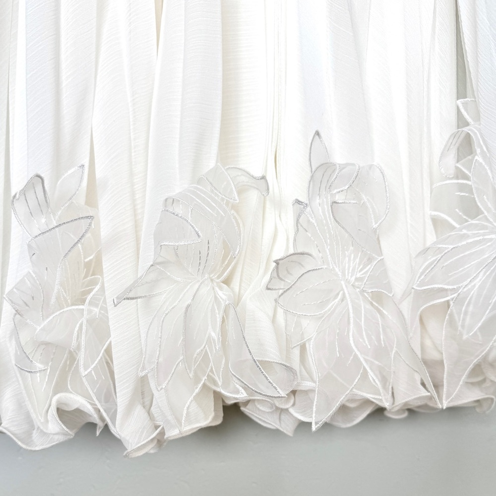 Tadashi Shoji Ivory Pleated Trapeze Chiffon Midi Dress Size XS - Picture 7 of 13